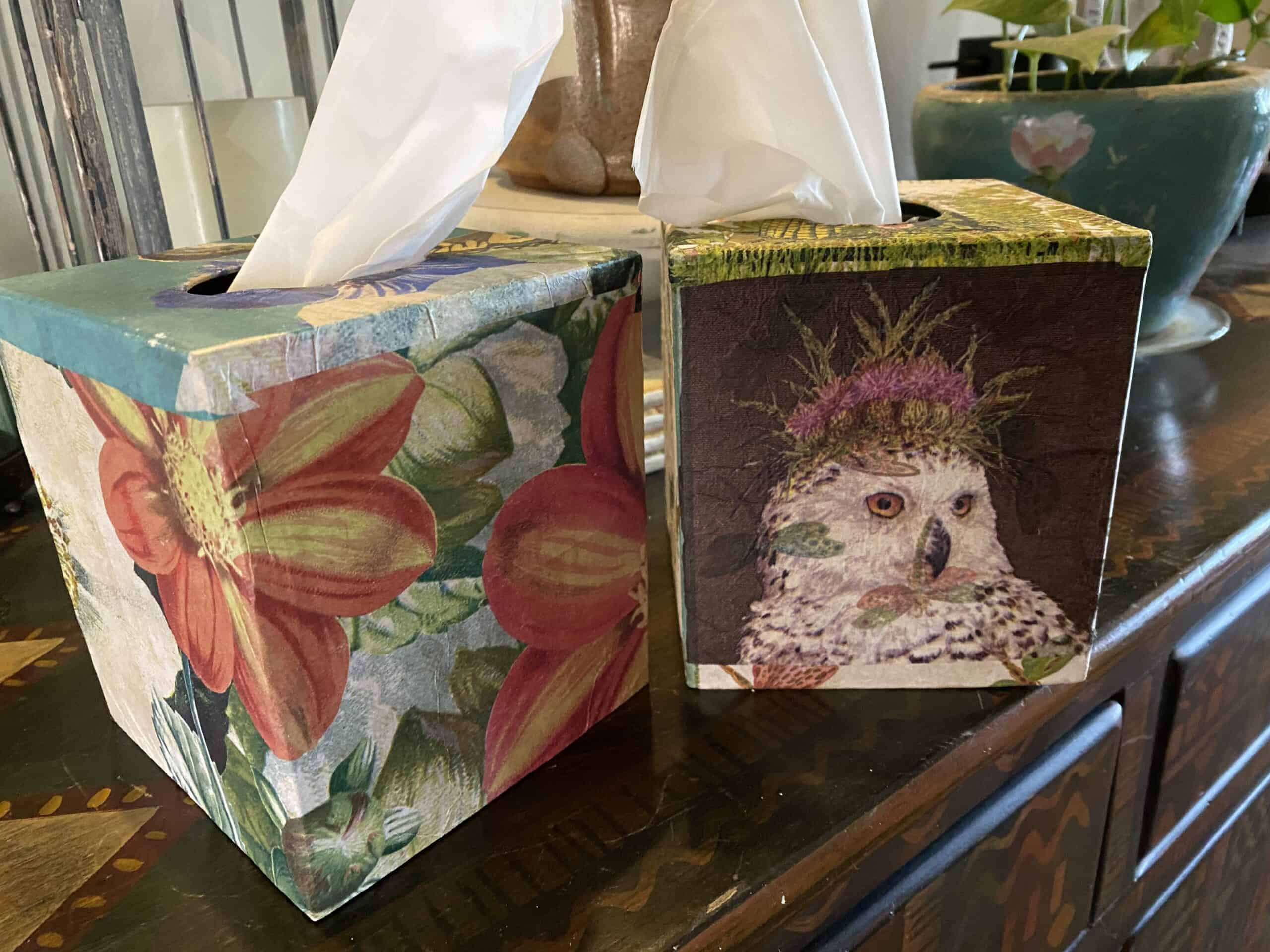 Decoupage your tissue boxes!